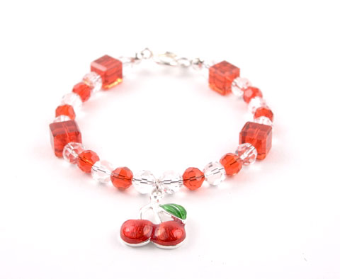 Crystal Cherry Charm Bracelet