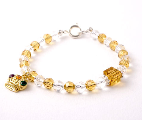 Crystal Crown Charm Bracelet